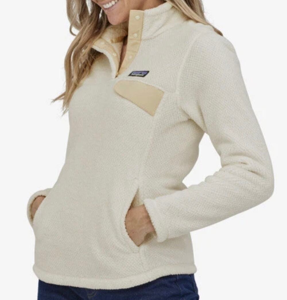 Patagonia Re-Tool Snap-T Fleece Pullover Womens Small White Cream Polartec 25442